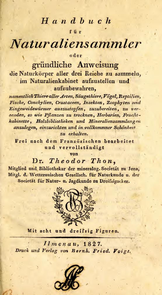 Cover of Handbuch fèur Naturaliensammler